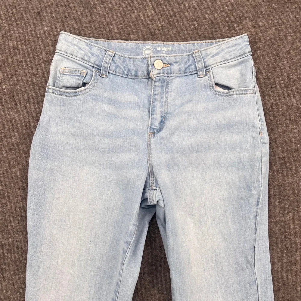 Wonder Nation Girls Straight Leg Jeans Light Wash Blue Size 16 Stretch Denim